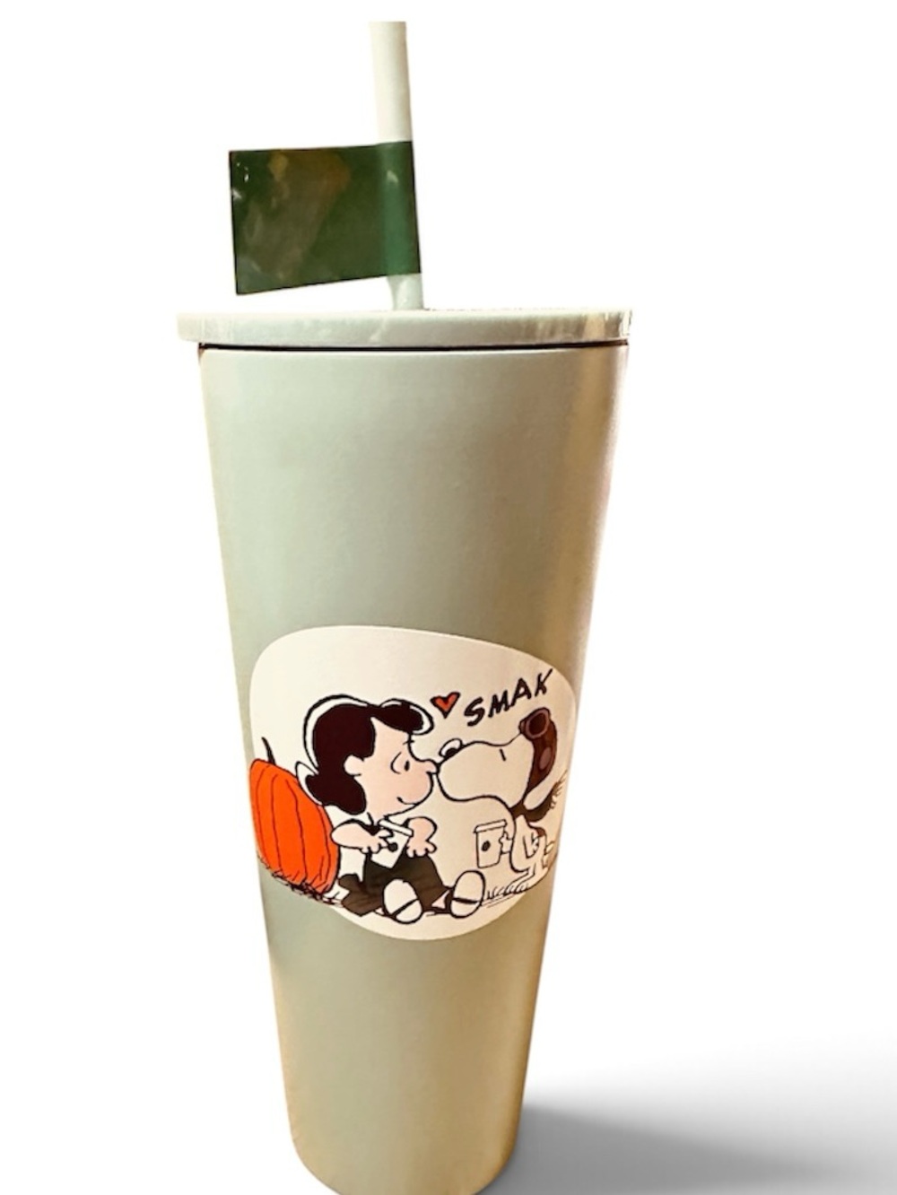 NWT Peanuts x Starbucks Green Travel Tumbler with Straw